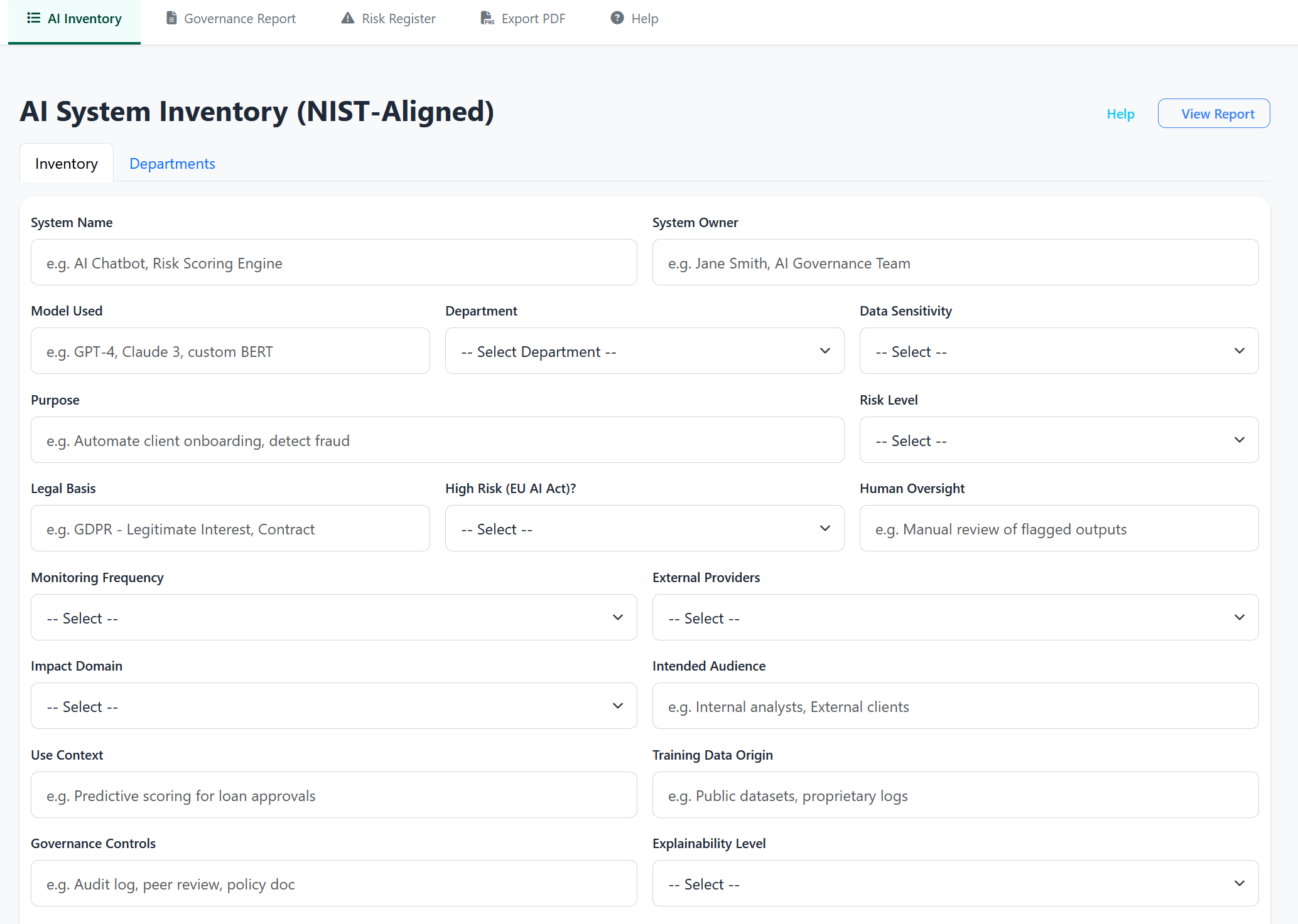 ML Governance Dashboard